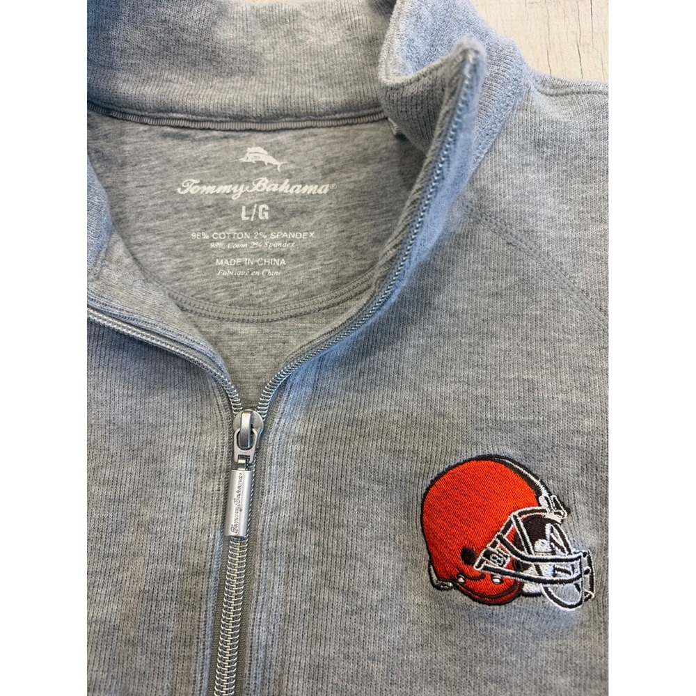 Tommy Bahama Cleveland Browns Quarter Zip Pullover Gray Womens Large NFL
